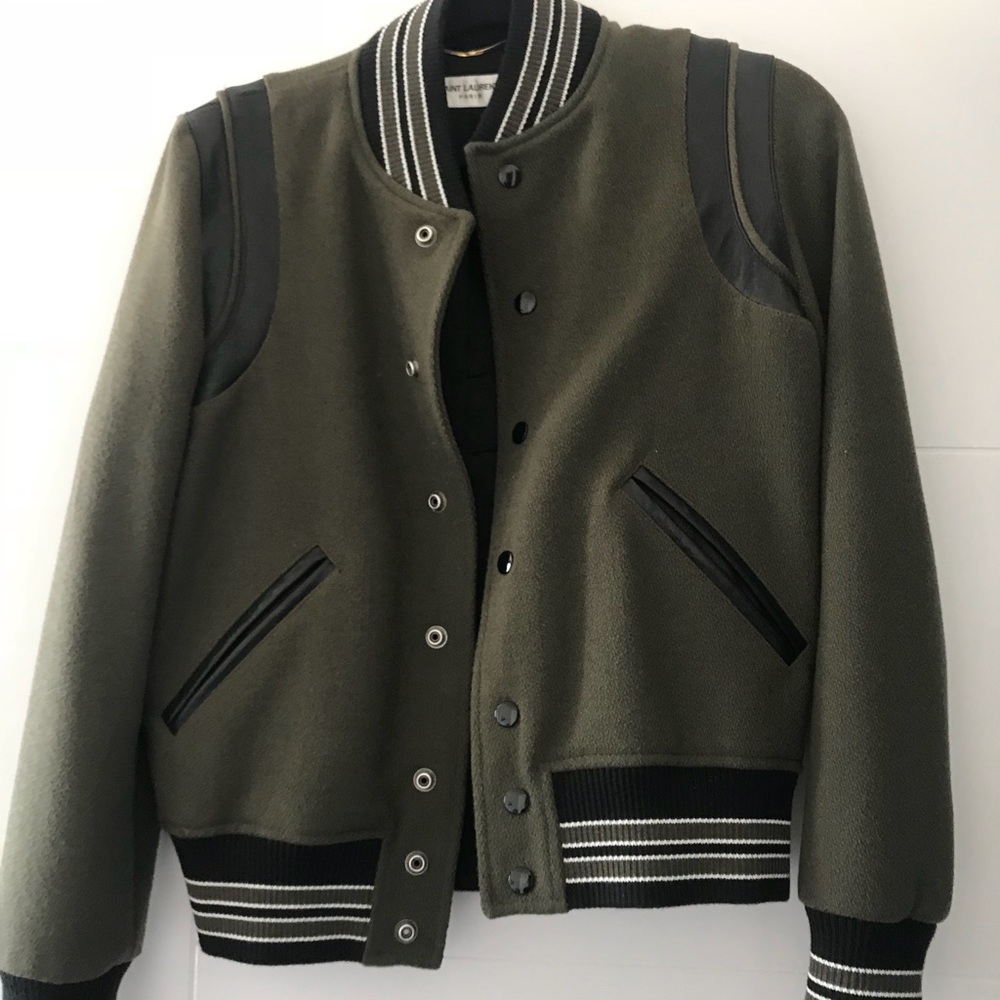 SAINT LAURENT BOMBER CLASSIC OLIVE GREEN - Picture 1 of 8